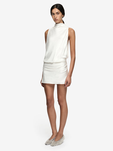 EYRE HIGH NECK MINI DRESS - IVORY