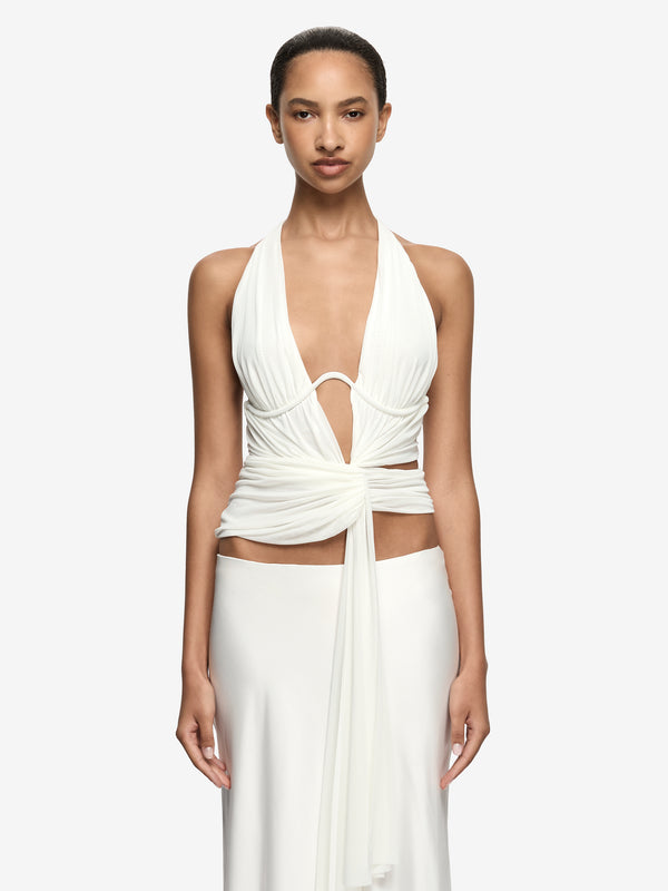 ARIANNA HALTER TOP - IVORY