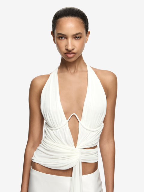 ARIANNA HALTER TOP - IVORY