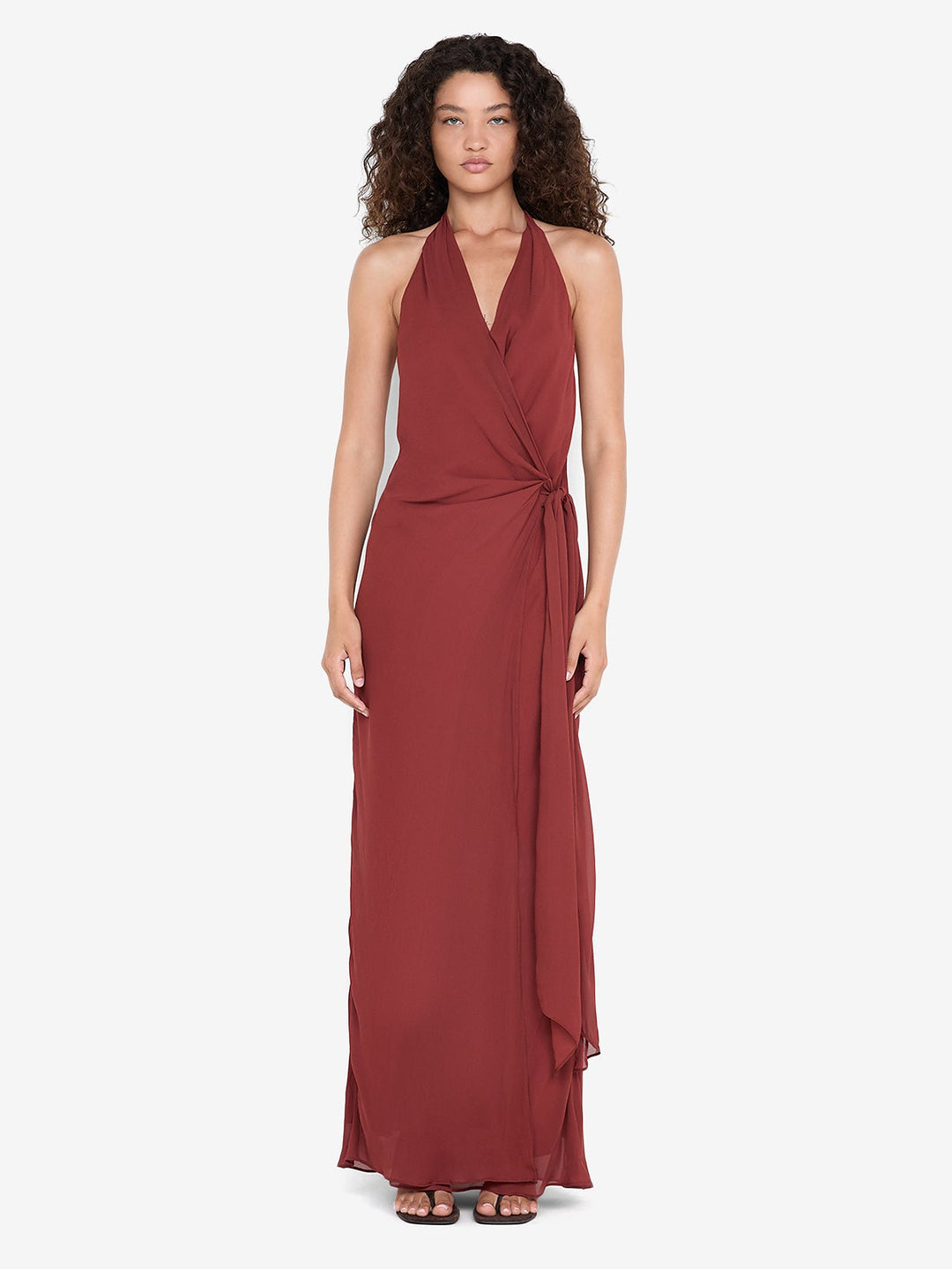 SONEVA WRAP DRESS - RUST