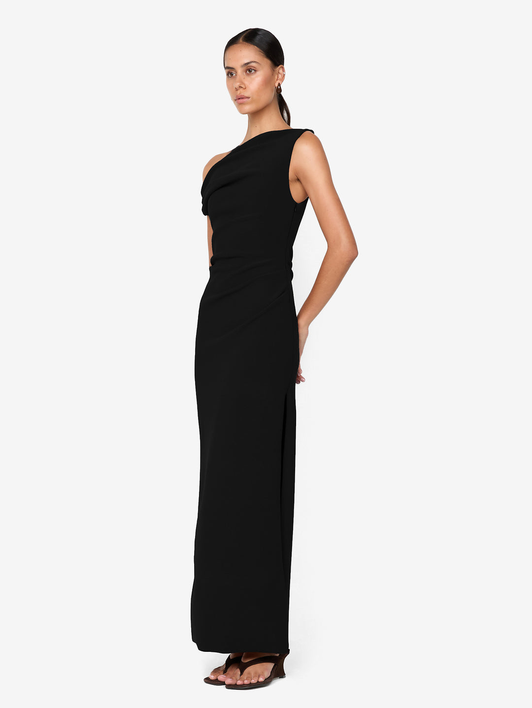 LEORA ASYM MAXI DRESS - BLACK