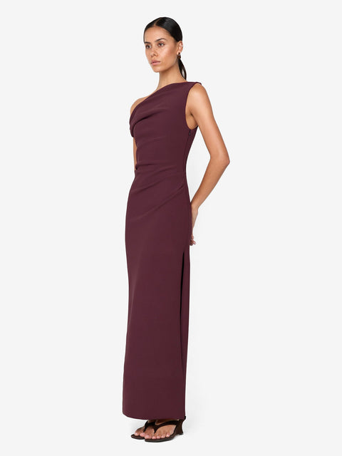 LEORA ASYM MAXI DRESS - PLUM