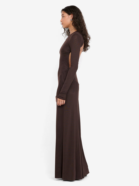 JUNIPER LONG SLEEVE MAXI DRESS - DARK CHOCOLATE