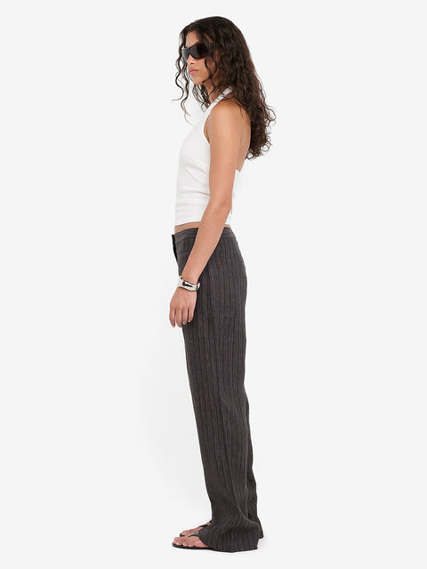 ZURI STRAIGHT LEG PANT - CHARCOAL STRIPE