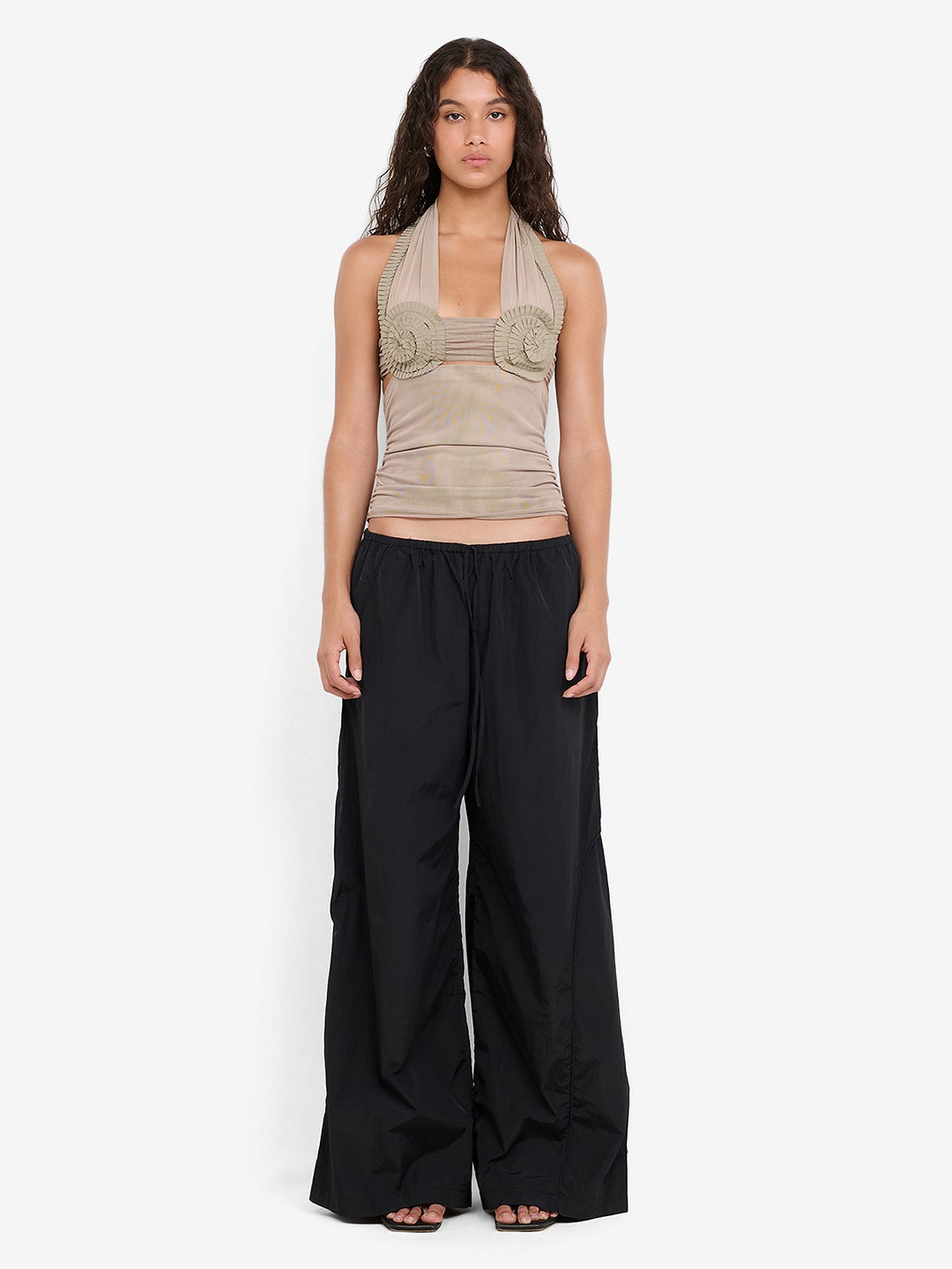 DANTE SPIRAL HALTER TOP - TAUPEE