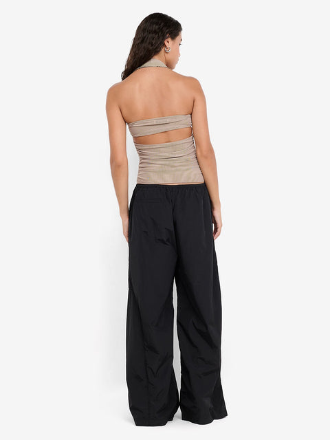 DANTE SPIRAL HALTER TOP - TAUPEE