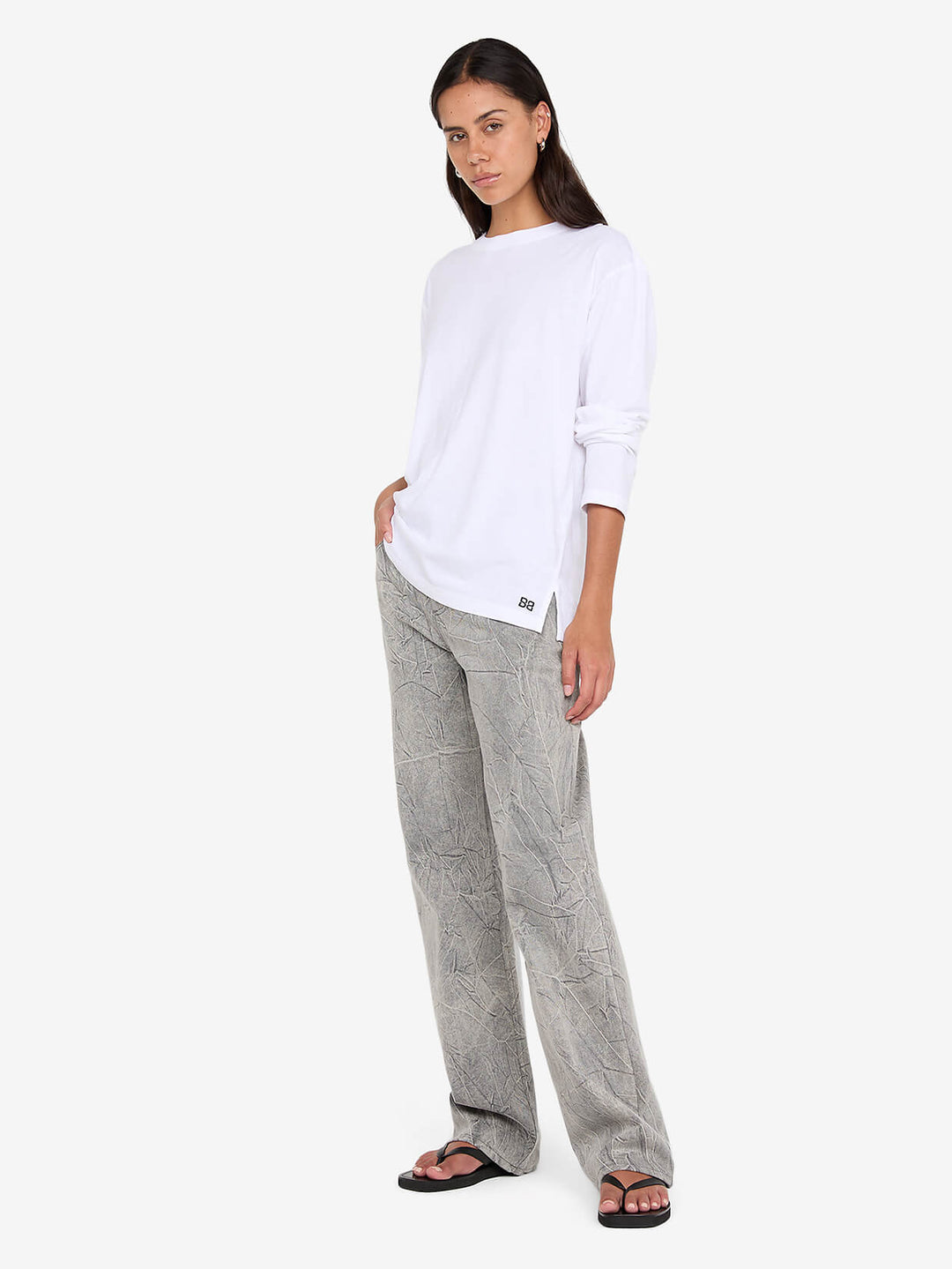 PIP LONG SLEEVE TOP - WHITE