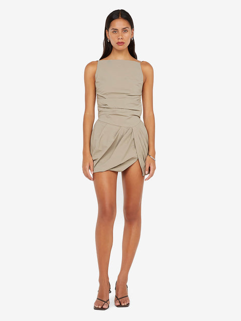 SLOAN BUBBLE MINI DRESS - TAUPE