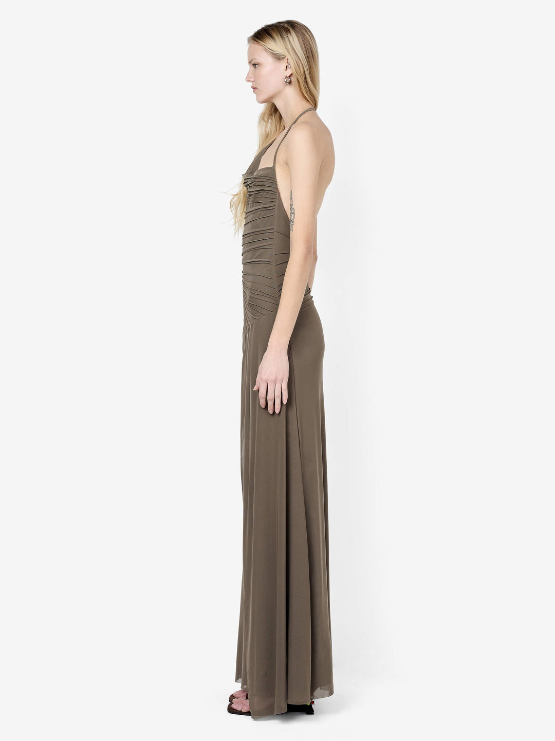 BRENNA PINTUCK MAXI DRESS - KHAKI