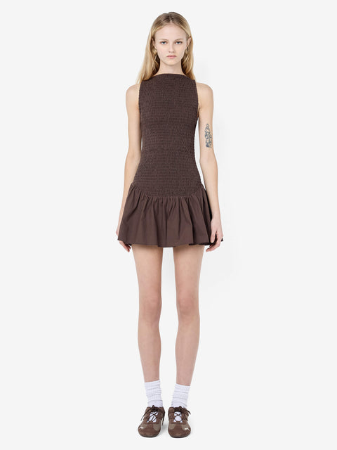 MARCELINE MINI DRESS - DARK CHOCOLATE
