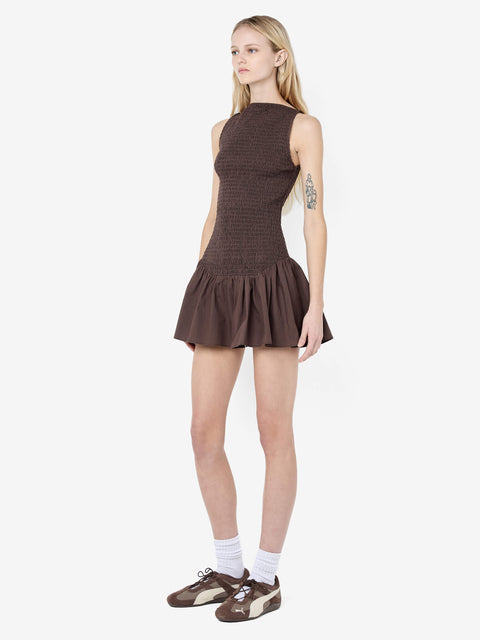 MARCELINE MINI DRESS - DARK CHOCOLATE