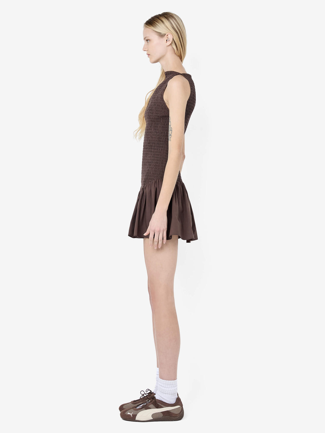 MARCELINE MINI DRESS - DARK CHOCOLATE