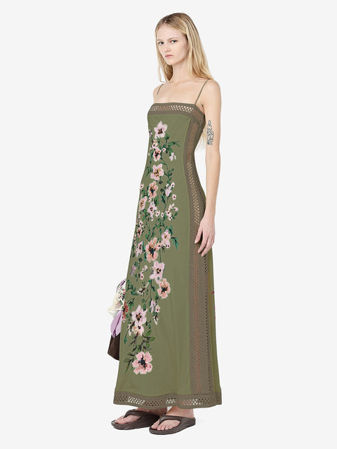 CAMELIA MAXI DRESS - OLIVE GARDENIA FLORAL