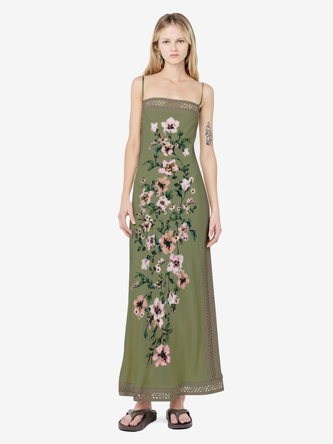 CAMELIA MAXI DRESS - OLIVE GARDENIA FLORAL