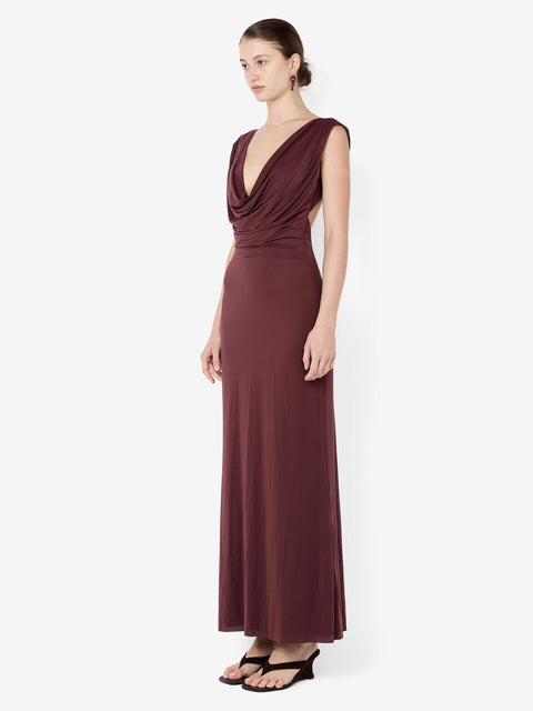 BRIGITTE COWL NECK MAXI DRESS - BLACKBERRY