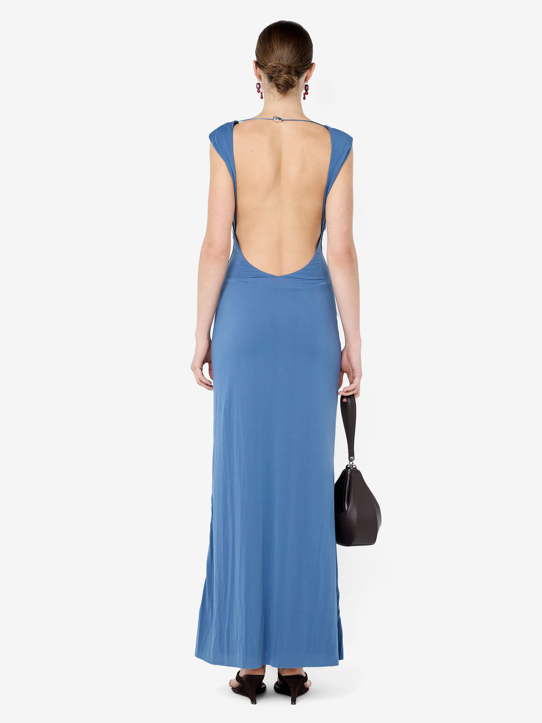 BRIGITTE COWL NECK MAXI DRESS - STEEL BLUE