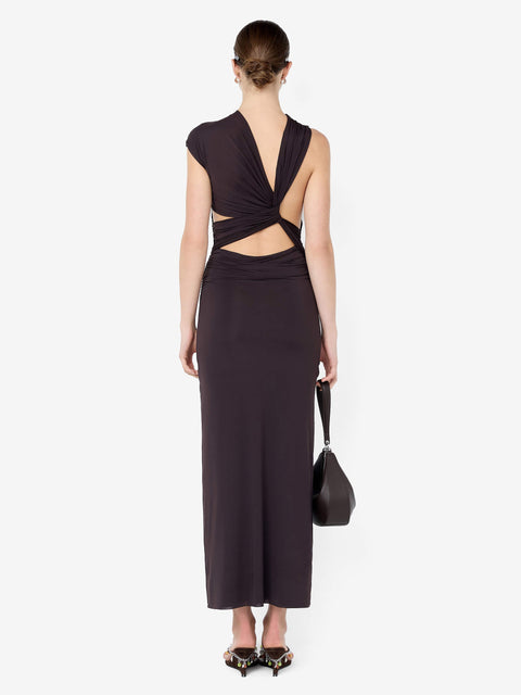 SOLENNE TWIST MAXI DRESS - DARK CHOCOLATE