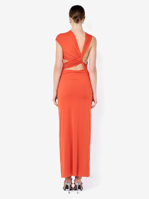 SOLENNE TWIST MAXI DRESS - PERSIMMON