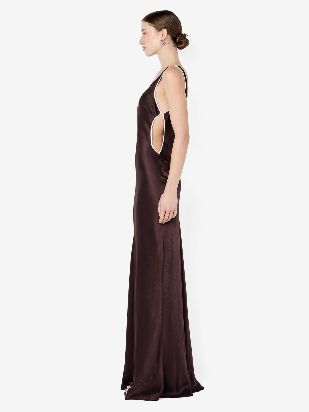 MARCY CUTOUT MAXI DRESS - DARK CHOC/SNOW