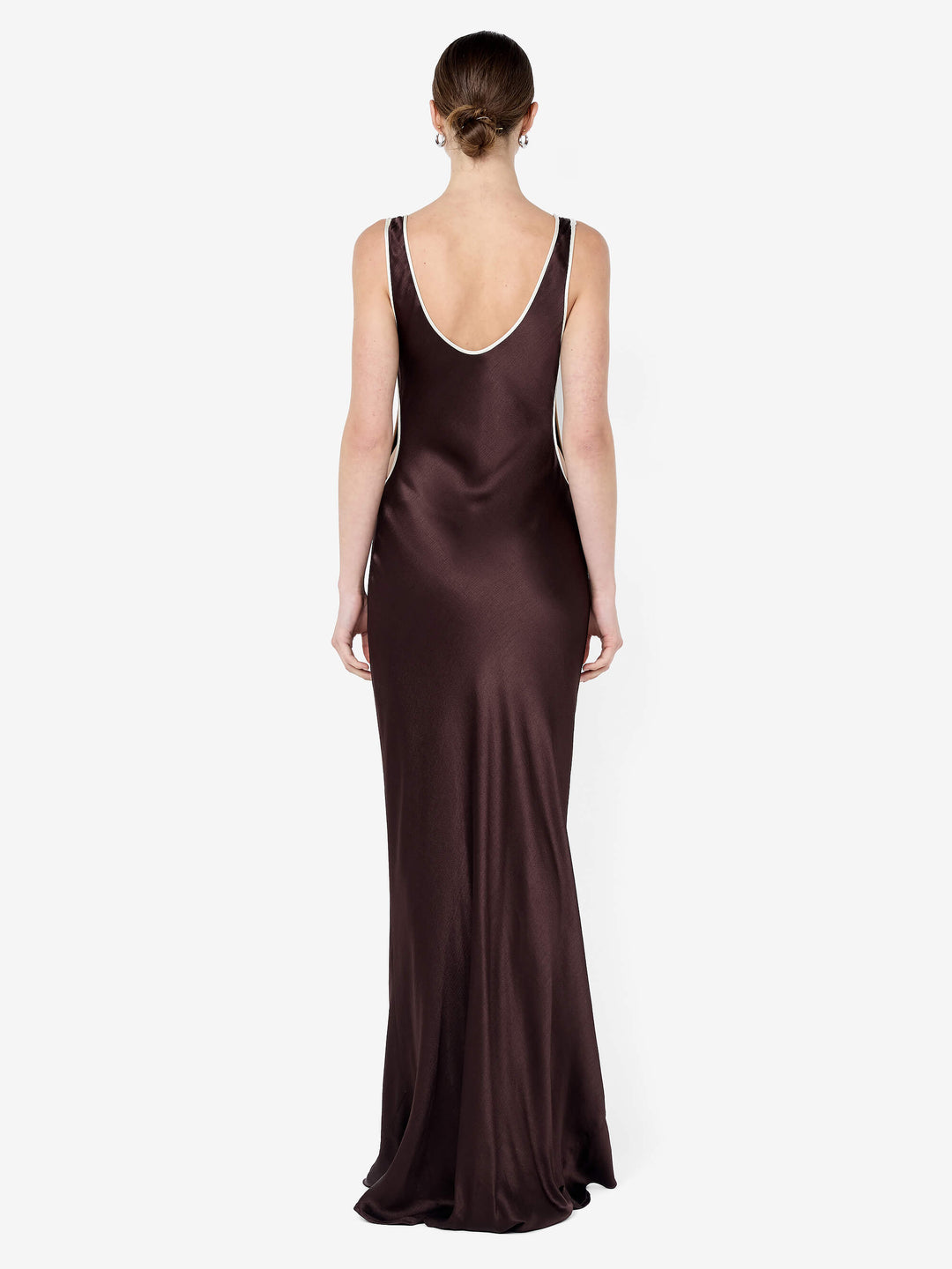 MARCY CUTOUT MAXI DRESS - DARK CHOC/SNOW