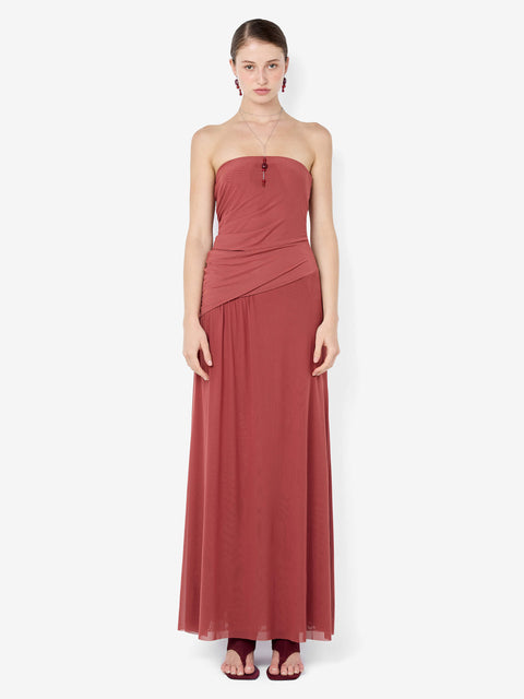 ISIDORE STRAPLESS MAXI DRESS - GARNET
