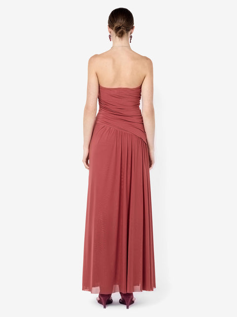 ISIDORE STRAPLESS MAXI DRESS - GARNET