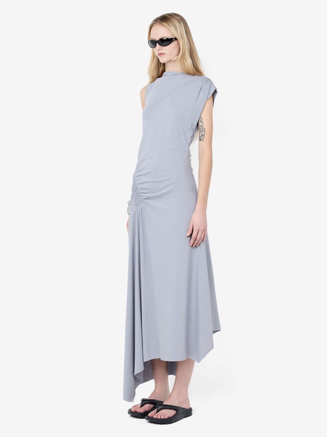 EMA ASYM DRESS - GREY BLUE