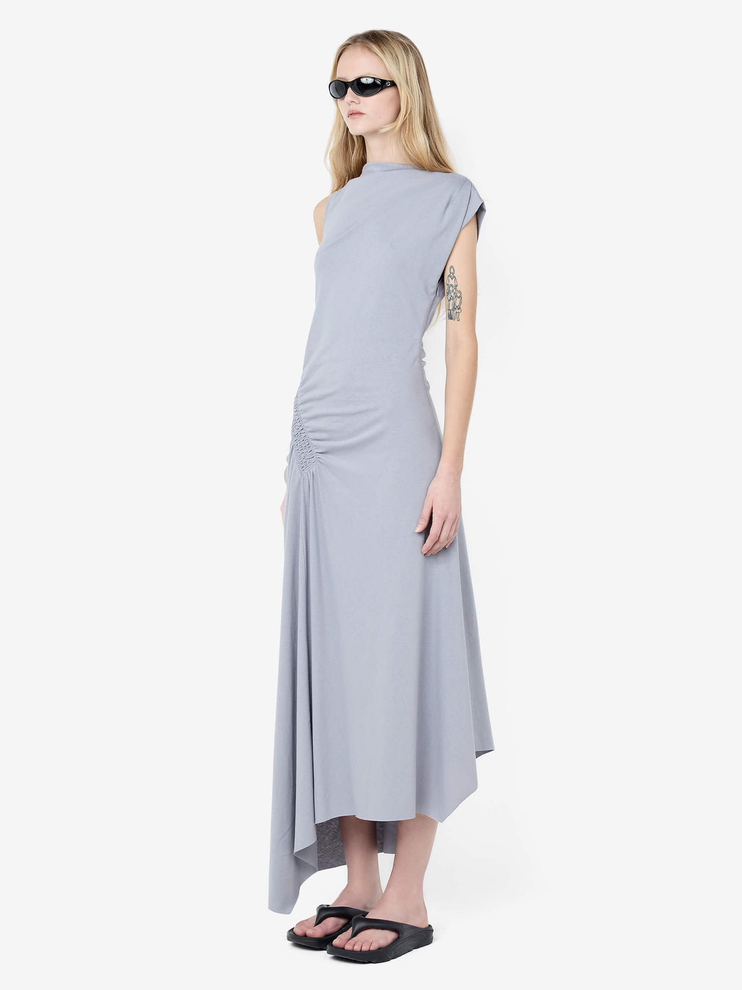 EMA ASYM DRESS - GREY BLUE