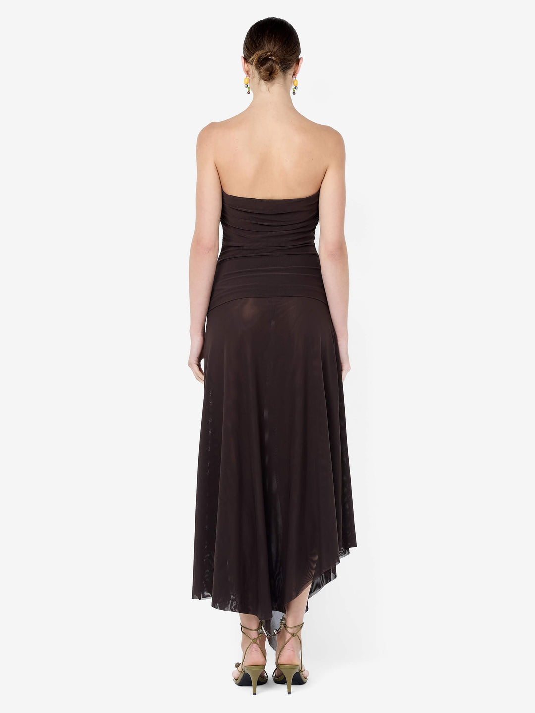 EVA STRAPLESS MIDI DRESS - DARK CHOCOLATE