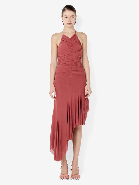 ISIDORE HALTER DRESS - GARNET