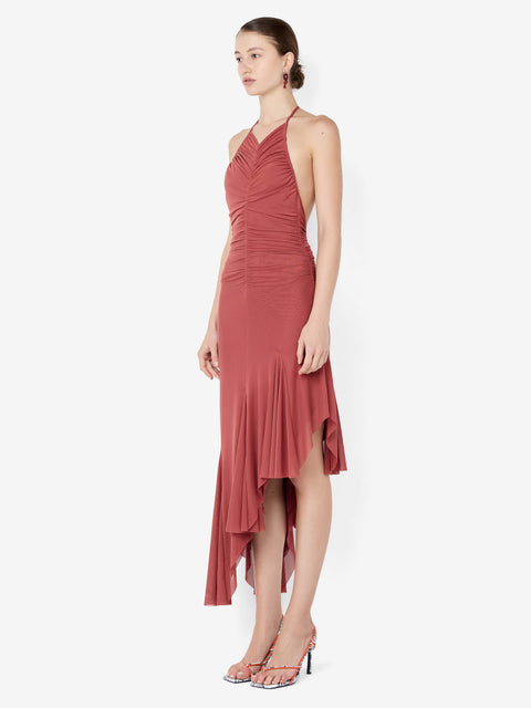 ISIDORE HALTER DRESS - GARNET