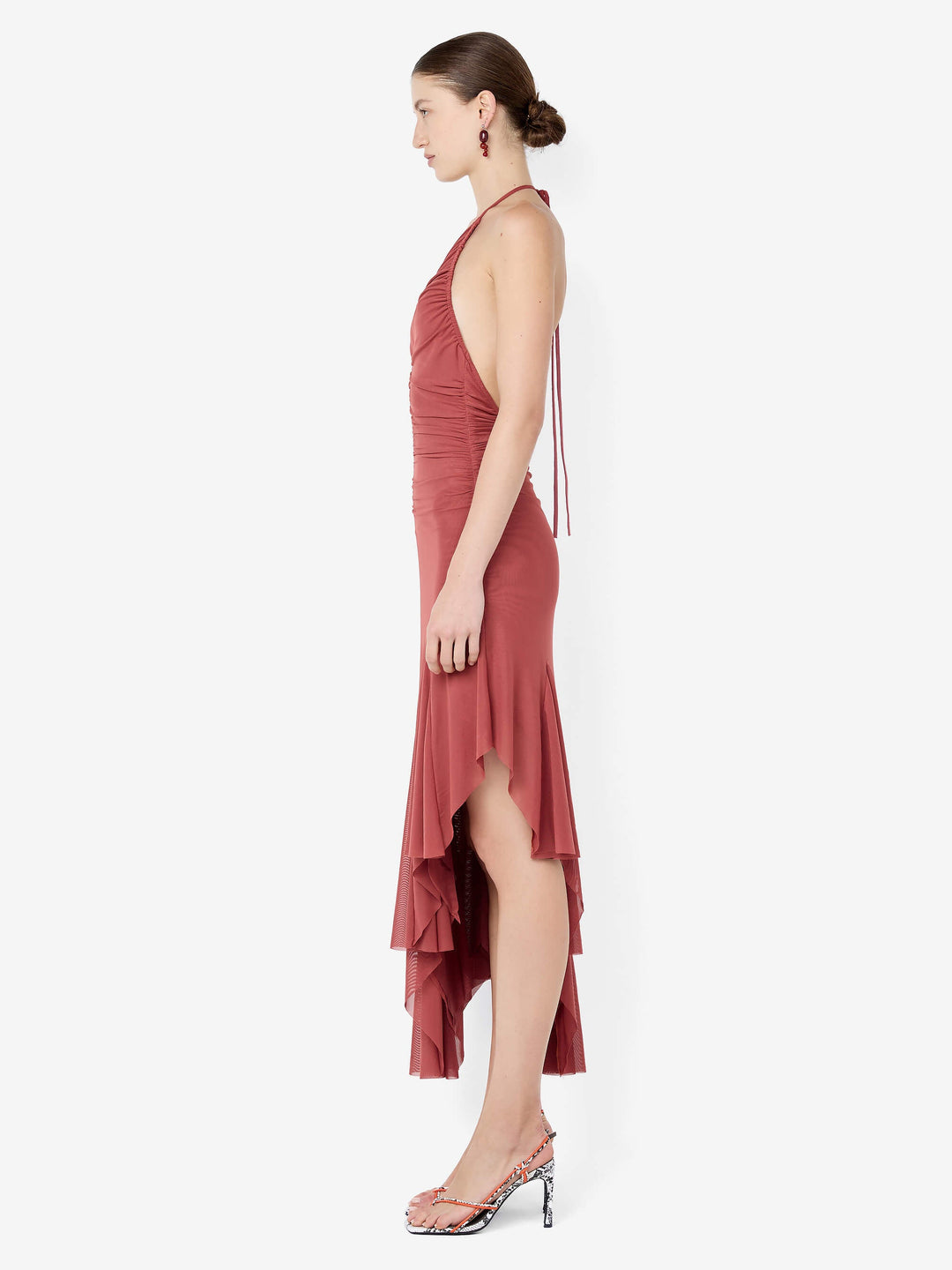 ISIDORE HALTER DRESS - GARNET
