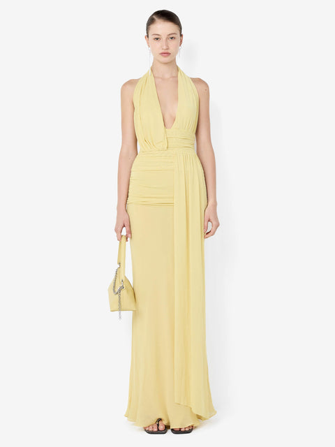 CASSIS DRAPE MAXI DRESS - CITRON