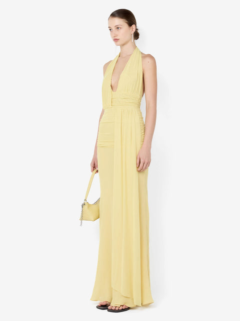 CASSIS DRAPE MAXI DRESS - CITRON