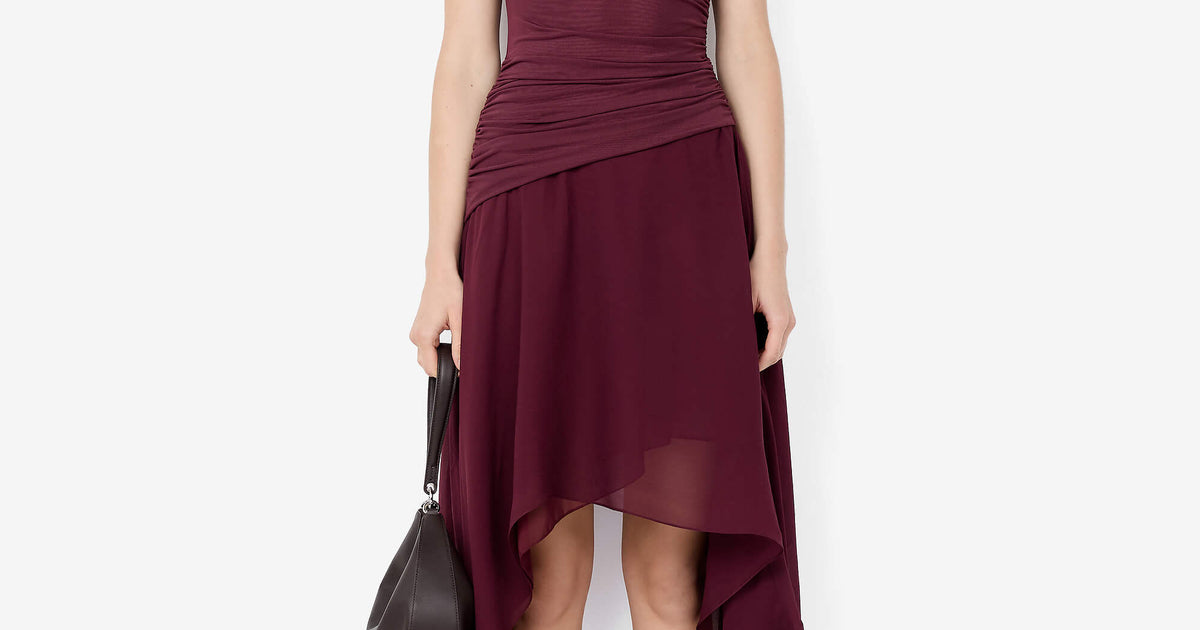 NICO ASYM MIDI DRESS - BLACKBERRY