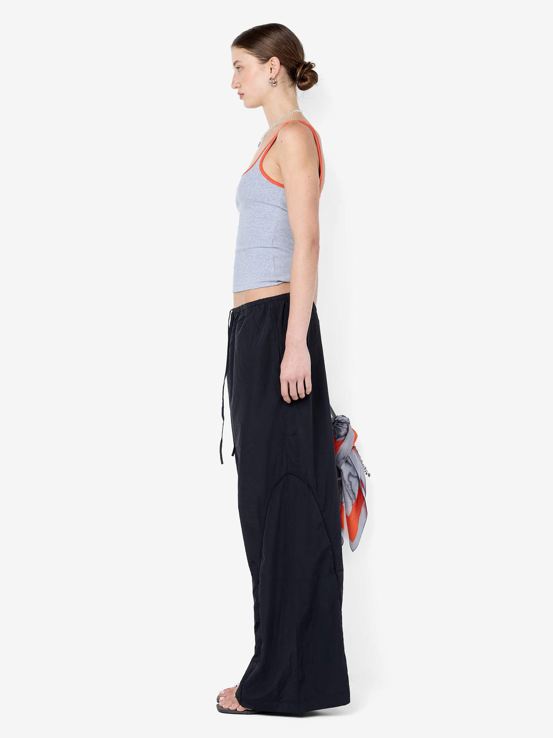 LANA SQUARE NECK TANK - GREY MARLE/TANGERINE