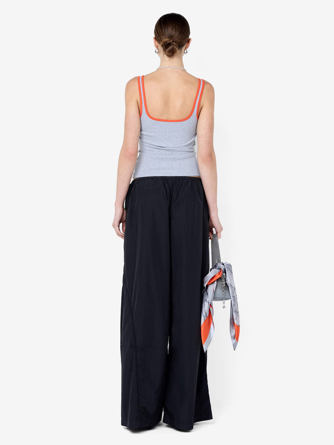LANA SQUARE NECK TANK - GREY MARLE/TANGERINE