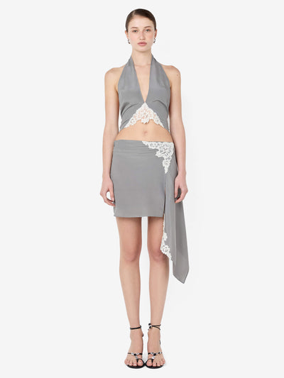 CHATEAU HALTER TOP - SLATE GREY/IVORY