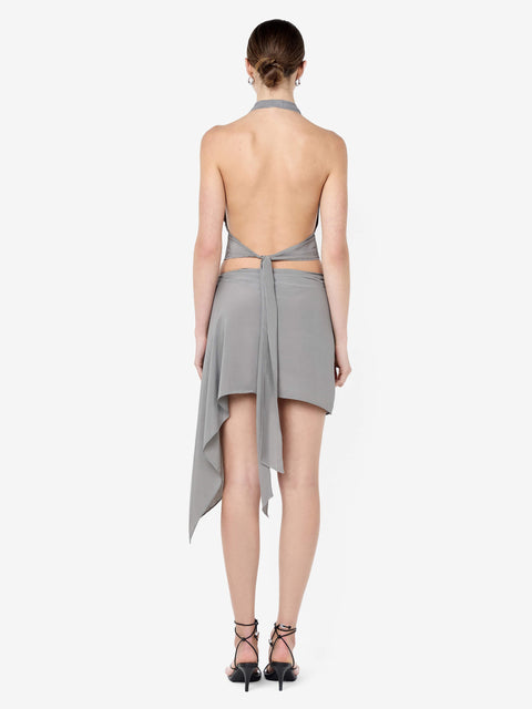 CHATEAU HALTER TOP - SLATE GREY/IVORY