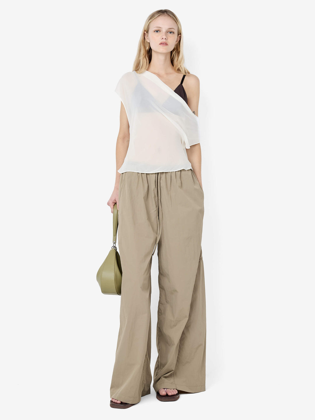 ELOISE LAYERED COWL TOP - SNOW/SLATE GREY