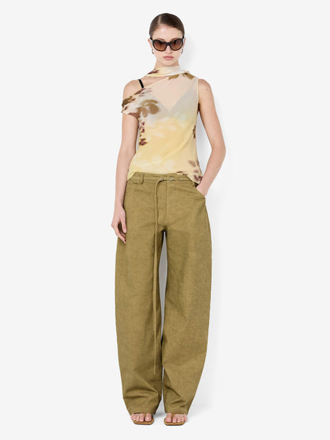DAMIEN BARREL LEG PANT - MUSTARD