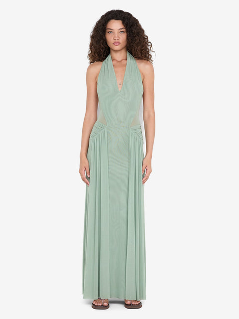 JUNIPER HALTER MAXI DRESS - PISTACHIO