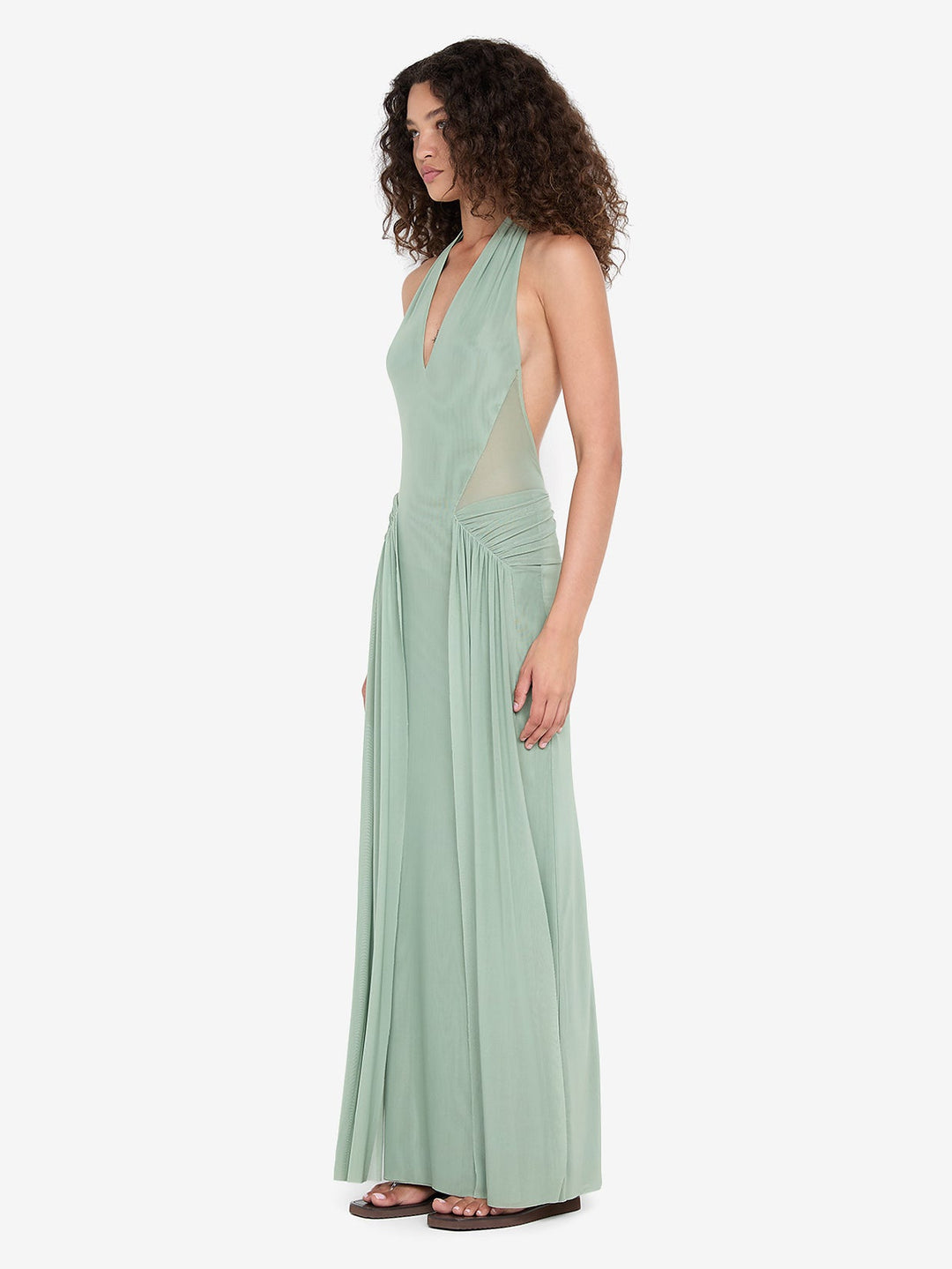 JUNIPER HALTER MAXI DRESS - PISTACHIO