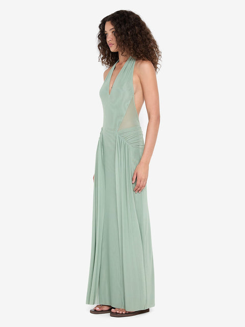 JUNIPER HALTER MAXI DRESS - PISTACHIO