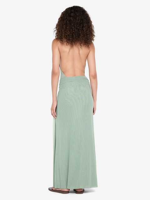 JUNIPER HALTER MAXI DRESS - PISTACHIO