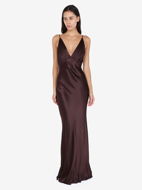 MOON DANCE V MAXI DRESS - DARK CHOCOLATE