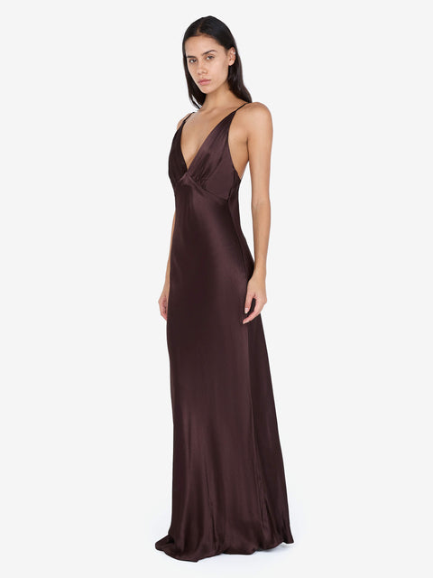 MOON DANCE V MAXI DRESS - DARK CHOCOLATE