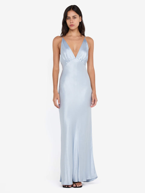 MOON DANCE V MAXI DRESS - DUSTY BLUE