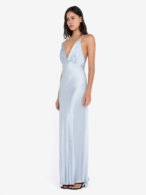 MOON DANCE V MAXI DRESS - DUSTY BLUE