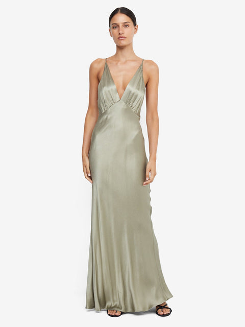Moon Dance V Neck Maxi Bridal Bridesmaid in Sage by Bec + Bridge